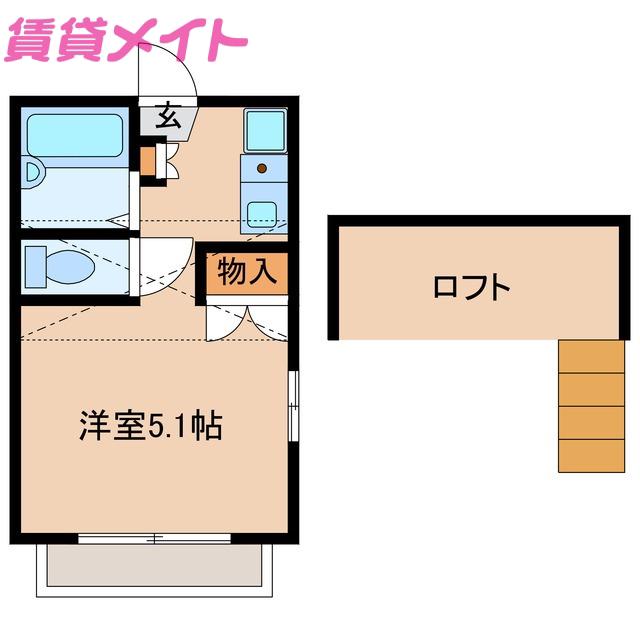 レーベンハイムII(ワンルーム/2階)の間取り写真