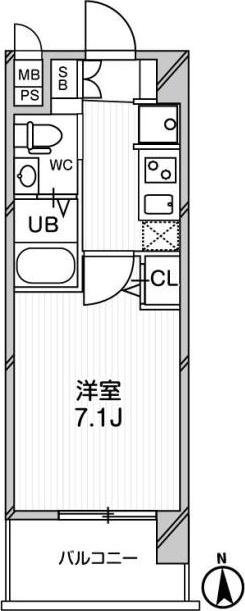 エグゼ天神橋(1K/6階)の間取り写真
