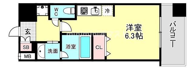 パークフラッツ弁天町駅前(ワンルーム/8階)の間取り写真
