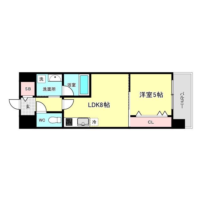スプランディッド大阪ベイサイドDUE(1LDK/6階)の間取り写真
