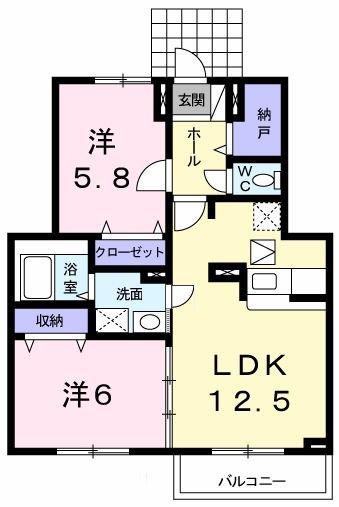 パサージュ(2LDK/1階)の間取り写真
