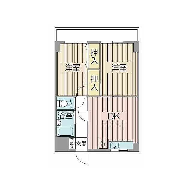 アルカディア駒沢(2DK/1階)の間取り写真