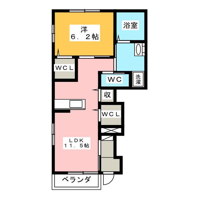 シーダー初生(1LDK/1階)の間取り写真