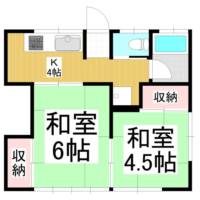 光花荘II(2K/2階)の間取り写真