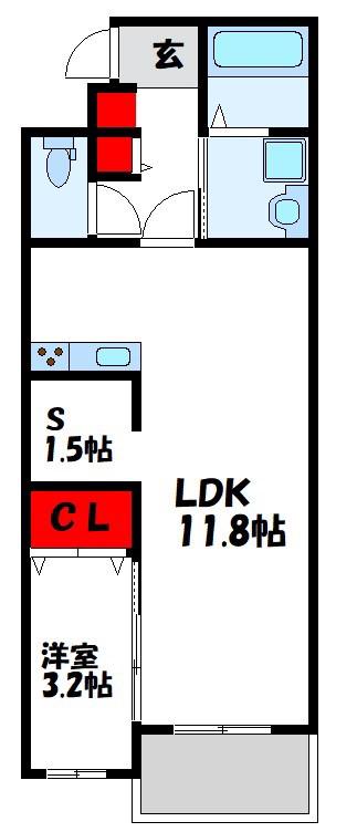 ロイズ空港前(1SLDK/2階)の間取り写真