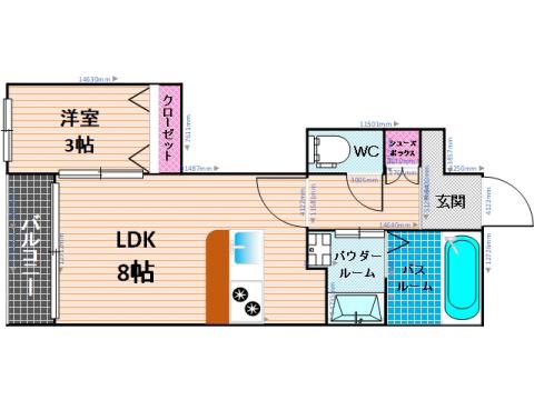 ライフフィールド警弥郷(1LDK/4階)の間取り写真