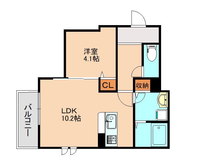 メゾンクレール井尻南壱番館(1LDK/2階)の間取り写真