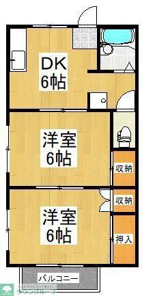 ロイヤルハイツD棟(2DK/2階)の間取り写真