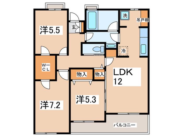 らくりーぶ21忠生(3LDK/2階)の間取り写真