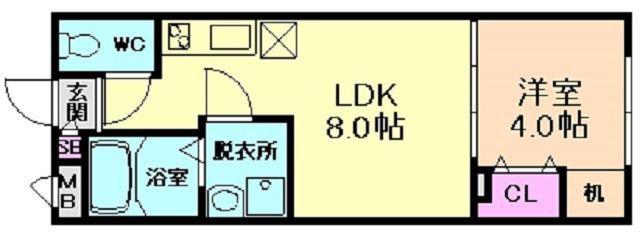 VEENA弁天(1LDK/4階)の間取り写真