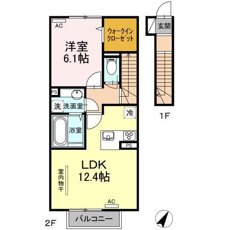 アルブル・ド・ソア(1LDK/2階)の間取り写真