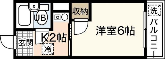 ハピネス三宅(1K/2階)の間取り写真
