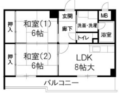 タカマツレジデンス布施(2LDK/6階)の間取り写真