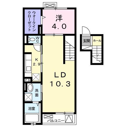 レーブ ポルト(1LDK/4階)の間取り写真