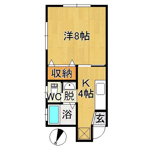 ミーツホイザァ高田(1K/2階)の間取り写真