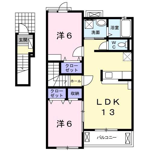 ソレイユ ルヴァン(2LDK/2階)の間取り写真
