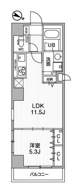 オルタナ北品川(1LDK/4階)の間取り写真
