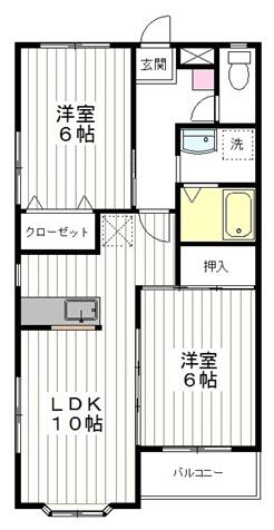 CRECIDO鶴ヶ谷(2LDK/2階)の間取り写真