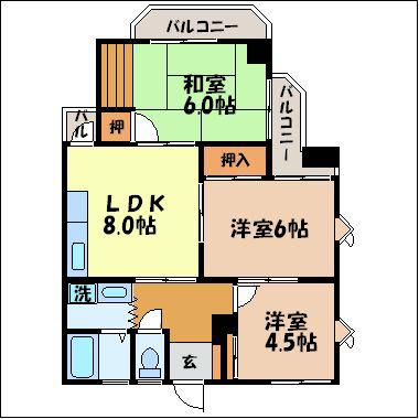 グランデージ・パル(3LDK/2階)の間取り写真
