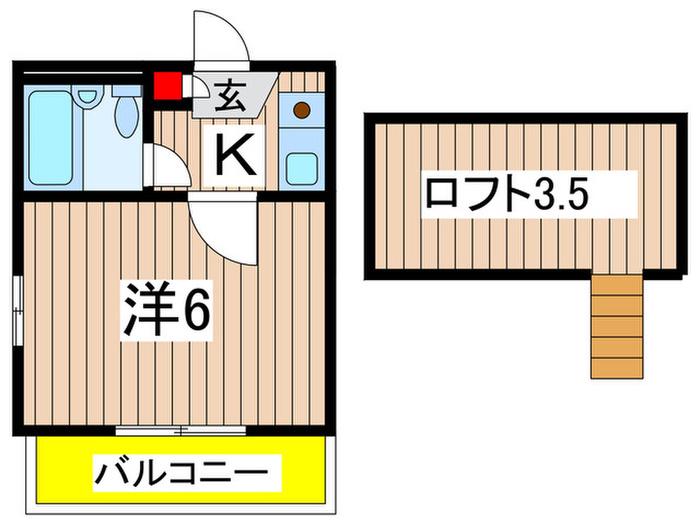 ジュネパレス稲毛第9(1K/2階)の間取り写真