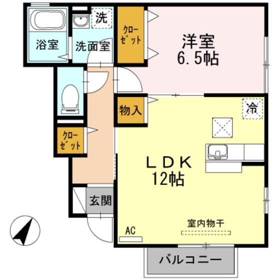 サニーコート船越I(1LDK/1階)の間取り写真