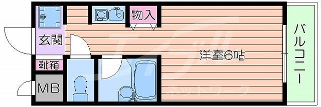 岸辺豊商ハイツII(1K/3階)の間取り写真
