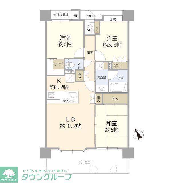 アンビシャスシティ越谷(3LDK/3階)の間取り写真