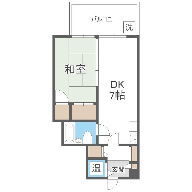 新町ダイヤパレス天祥(1DK/9階)の間取り写真