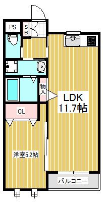 プロムナード(1LDK/3階)の間取り写真