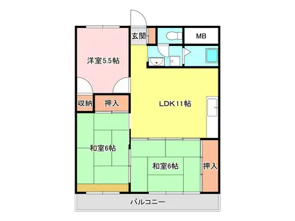 サニーハイム榎之本(3LDK/7階)の間取り写真