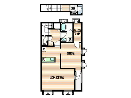 ゴールデンリーフ(1LDK/2階)の間取り写真