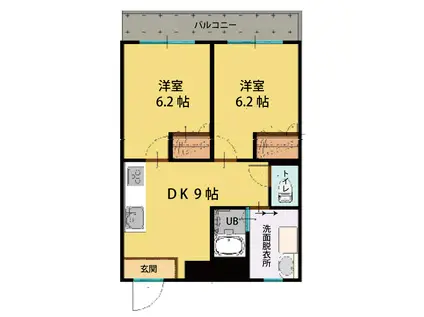 コーポ101(2DK/4階)の間取り写真