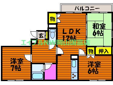 エリーズ・トーク・コート(3LDK/2階)の間取り写真