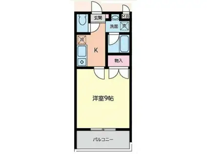 北山リハイム(1K/2階)の間取り写真