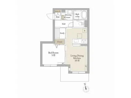 AMBIERA早稲田(1SLDK/1階)の間取り写真