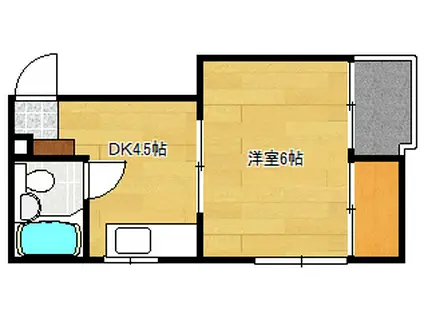 福島ビル(1DK/1階)の間取り写真