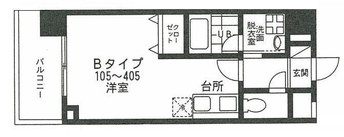 ジェンティーレ(ワンルーム/2階)の間取り写真