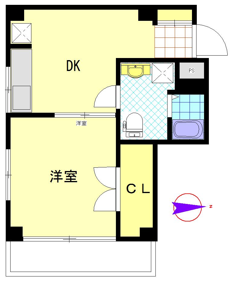 ラメール代々木上原(1DK/2階)の間取り写真