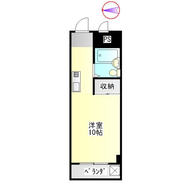 九重町マンション(1K/4階)の間取り写真