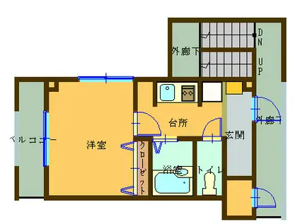 レナード中福I(1K/3階)の間取り写真