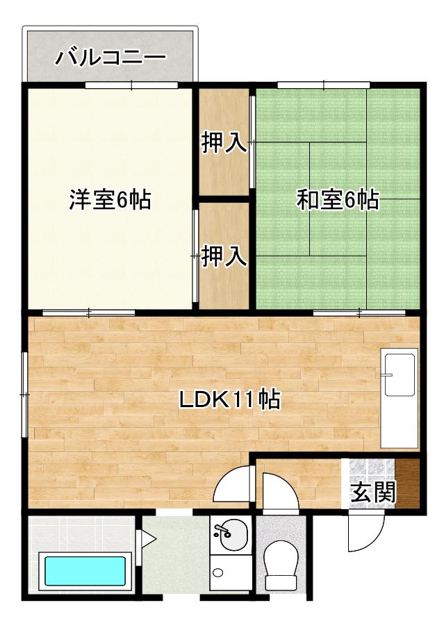 フレグランス土井(2LDK/2階)の間取り写真