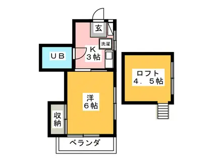 フジミコーポ(1K/2階)の間取り写真