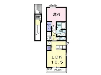 ピーライツA(1LDK/2階)の間取り写真