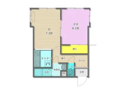 コーポ千鳥(1DK/3階)の間取り写真