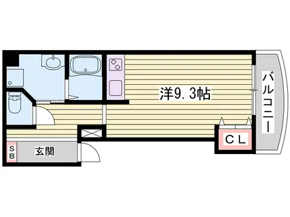 ハローハイツ(ワンルーム/3階)の間取り写真