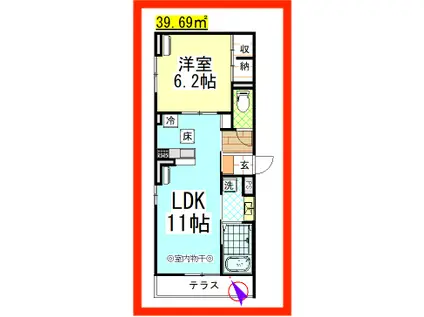 DL GRAND湘南A棟 (1LDK/1階)の間取り写真
