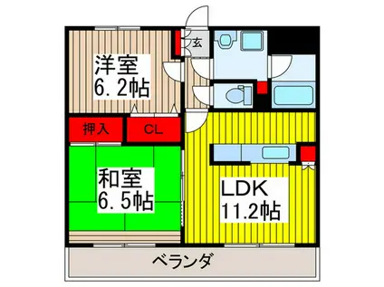 メゾンデュモンテ(2LDK/5階)の間取り写真