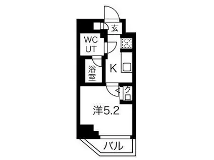 クラリッサ横浜ロッソ(1K/7階)の間取り写真