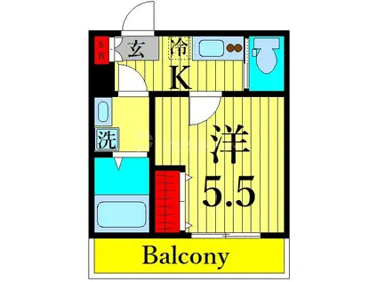 メルディア小菅1丁目(1K/1階)の間取り写真