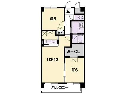 和田浜マンション(2LDK/5階)の間取り写真